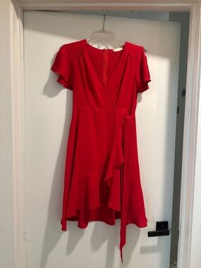 Altar'd State Red Wrap High-Low Ruffle Dress